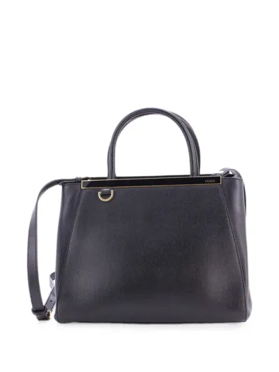 Pre-owned Fendi 2jours Bag Leather Petite Satchel In Black