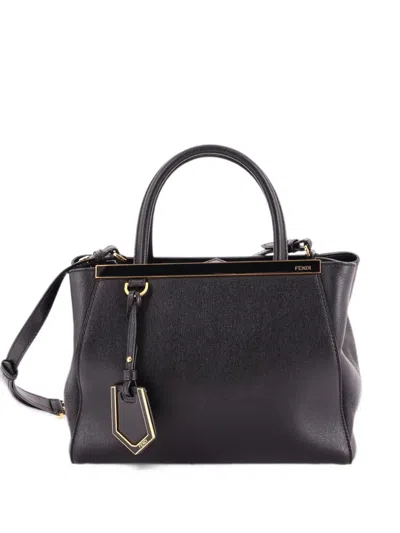 Pre-owned Fendi 2jours Bag Leather Petite Satchel In Black
