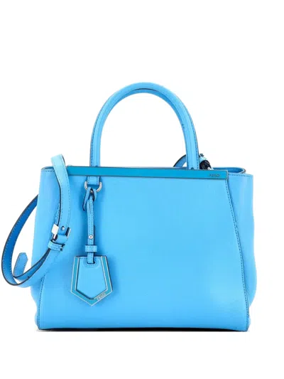Pre-owned Fendi 2jours Bag Leather Petite Satchel In Blue