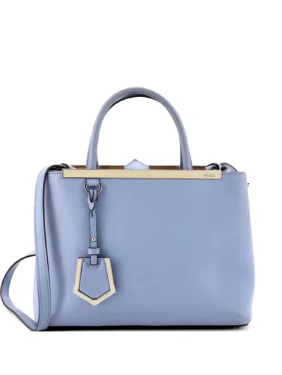 Pre-owned Fendi 2jours Bag Leather Petite Satchel In Blue
