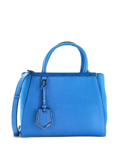 Pre-owned Fendi 2jours Bag Leather Petite Satchel In Blue