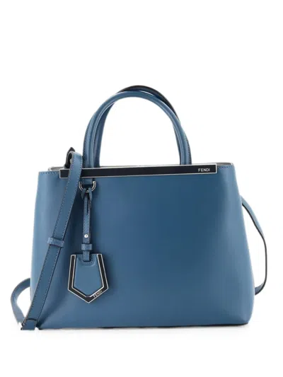 Pre-owned Fendi 2jours Bag Leather Petite Satchel In Blue