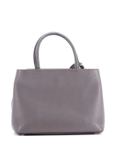 Pre-owned Fendi 2jours Bag Leather Petite Satchel In Gray