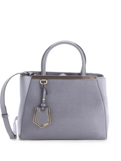 Pre-owned Fendi 2jours Bag Leather Petite Satchel In Gray