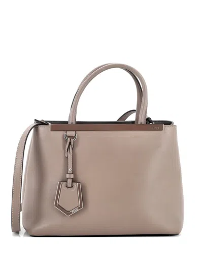 Pre-owned Fendi 2jours Bag Leather Petite Satchel In Neutral