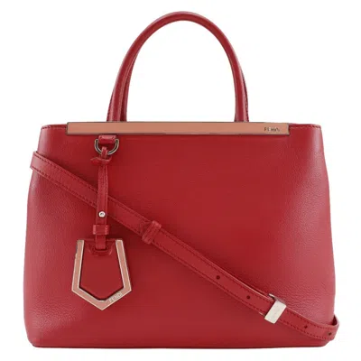 Pre-owned Fendi 2jours Bag Leather Red Calfskin Tote Bag Bag ()