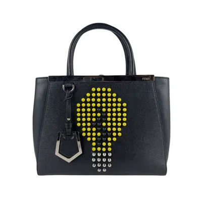 Pre-owned Fendi 2jours Black Leather Handbag Shoulder Bag ()