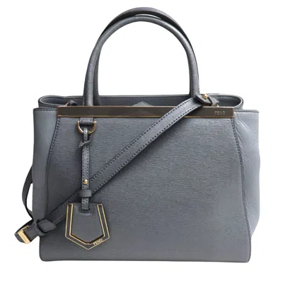 Fendi 2jours Grey Leather Shopper Bag () In Gray