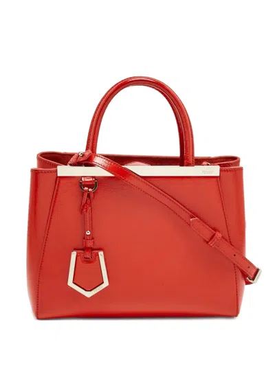 Pre-owned Fendi 2jours Leather Tote Bag In Red