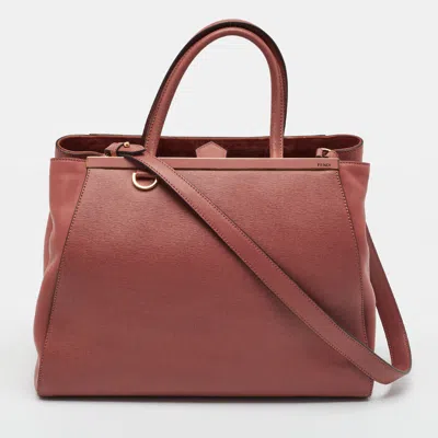 Pre-owned Fendi 2jours Medium Old Rose Pink Leather Tote