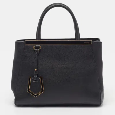 Pre-owned Fendi 2jours Small Black Leather Tote