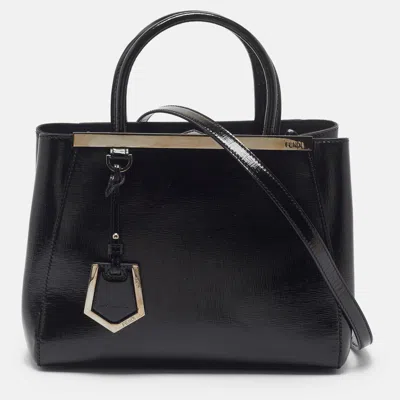 Pre-owned Fendi 2jours Small Black Patent Leather Tote