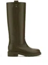 Fendi Army Green Leather Filo Boots In Green