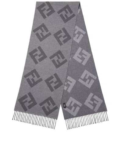 Fendi 35x180 Ff Oblique Fon Scarf Accessories In Gray