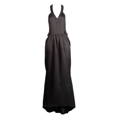 Pre-owned Fendi 365 For Neiman Marcus Vintage 1970s Black Evening Gown With Back Train