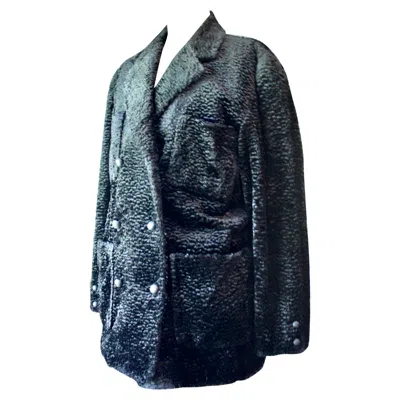 Pre-owned Fendi 365 Karl Lagerfeld Black Faux Curly Astrakhan Short Coat