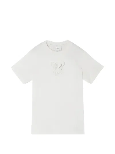 Fendi Kids' 3d Butterfly-detail T-shirt In White