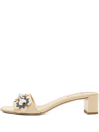 Pre-owned Fendi 3d Flowerland Sandals In Neutral