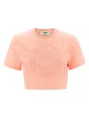 Fendi Pink Cotton Logo Crop T-shirt