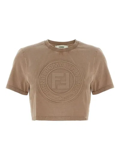 FENDI FENDI 3D ROME CROPPED T-SHIRT CLOTHING