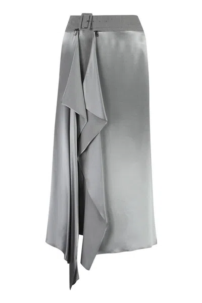 Fendi 3d Style Rib Flared Skirt In Grey