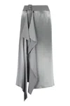 Fendi Satin Draped Midi Skirt In Grey