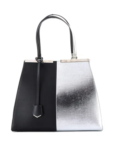 Pre-owned Fendi 3jours Bag Leather Large Tote Bag In Black