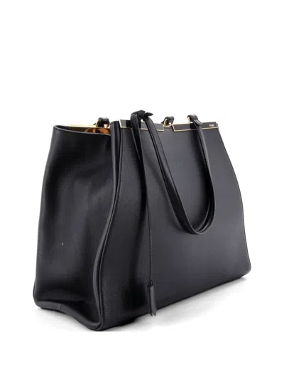 Pre-owned Fendi 3jours Bag Leather Large Tote Bag In Black