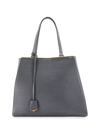 Pre-owned Fendi 3jours Bag Leather Large Tote Bag In Grey
