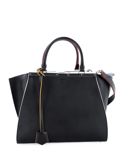 Pre-owned Fendi 3jours Bag Leather Petite Satchel In 黑色