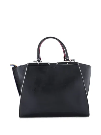 Pre-owned Fendi 3jours Bag Leather Petite Satchel In Black