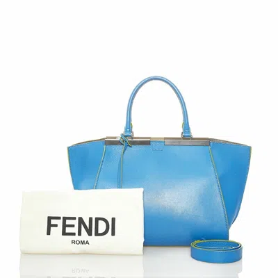 Pre-owned Fendi 3jours Blue Leather Handbag Shoulder Bag ()