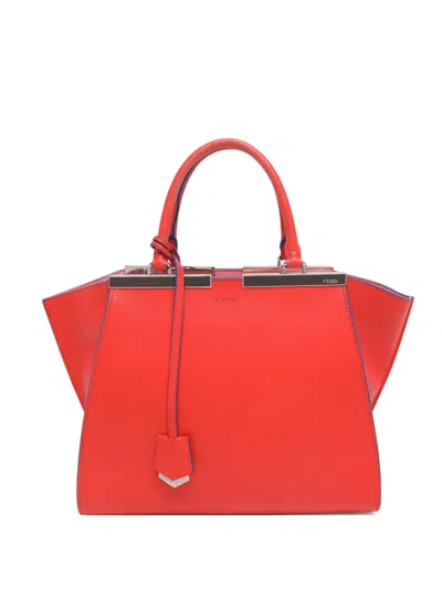 Pre-owned Fendi 3jours Leather Tote Bag In Orange