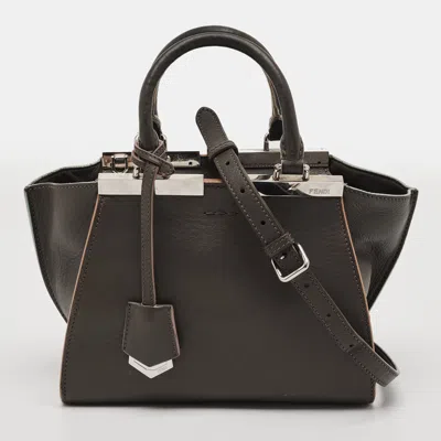 Pre-owned Fendi 3jours Petite Olive Green Leather Tote