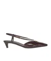 Fendi 'fold' Slingback Leather Kitten Heel In Black