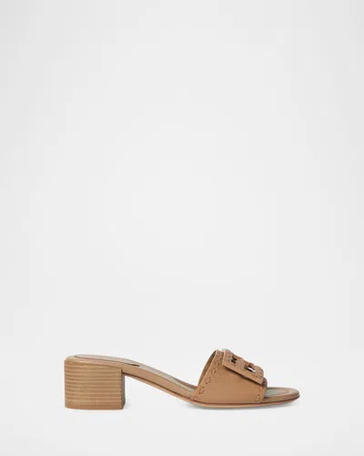 Fendi 45mm Ff Baguette Vitello Leather Slide Sandals In F1wyd Camm
