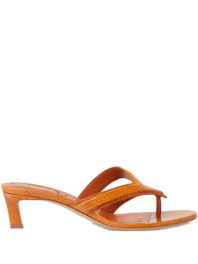 FENDI 46MM FLING LEATHER HEELED SANDALS