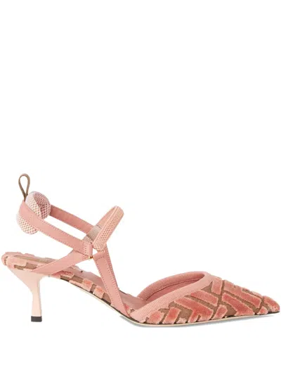 Fendi 55mm Colibri Lite Ff-patterned Slingback Pumps In Pink