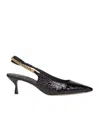 Fendi Colibri Lite Croc-embossed Patent Slingback Pump In Black