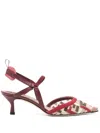 Fendi Colibri Lite Ff Mesh Slingback Flat Pumps In Red
