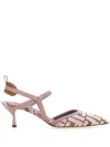 Fendi Colibri Ff Tapestry Slingback Kitten-heel Pumps In Pink