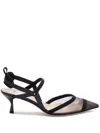 Fendi Ff Velvet Slingback In Brown