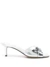 Fendi Fold Leather Mules Metal Detail In White