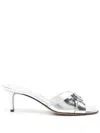 Fendi Fold Leather Mules Metal Detail In White