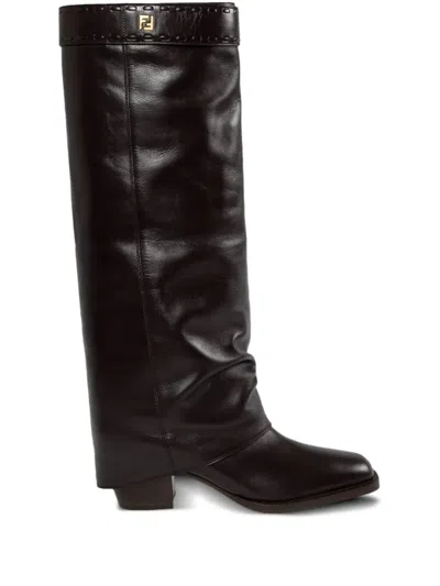 Fendi 55mm Leather Boots In Black