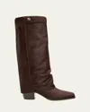 Fendi 55mm Minerva Calf Hair Trompe L'oeil Pant Knee-high Boots In Brown
