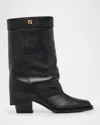 Fendi 55mm Minerva Leather Trompe L'oeil Pant Booties In Black