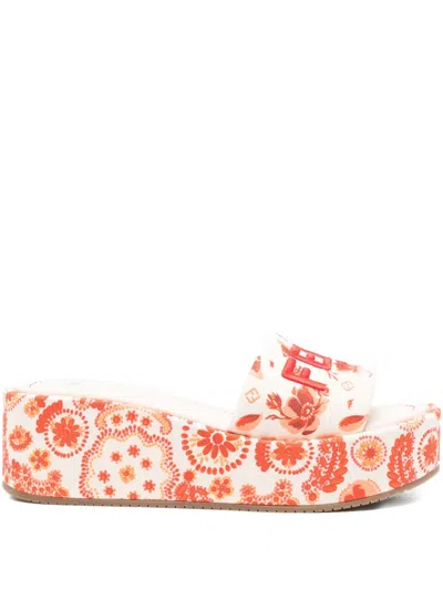 Fendi 55mm Sunshine Floral-print Sandals In Multi