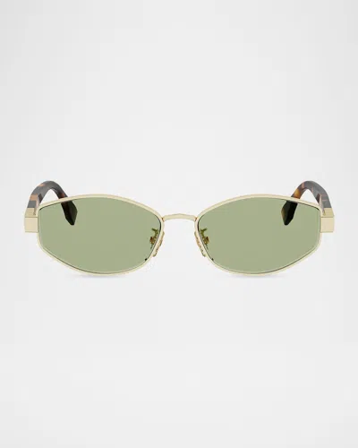 Fendi 56mm Metal Oval Sunglasses In Gold