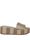 Fendi Flatform Canvas Slide In Neutral